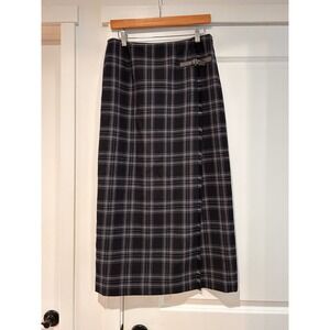 Vintage Rafaella Tartan Plaid Knee‎ Length Skirt Women's 8 Navy Heritage FLAW